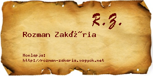 Rozman Zakária névjegykártya
